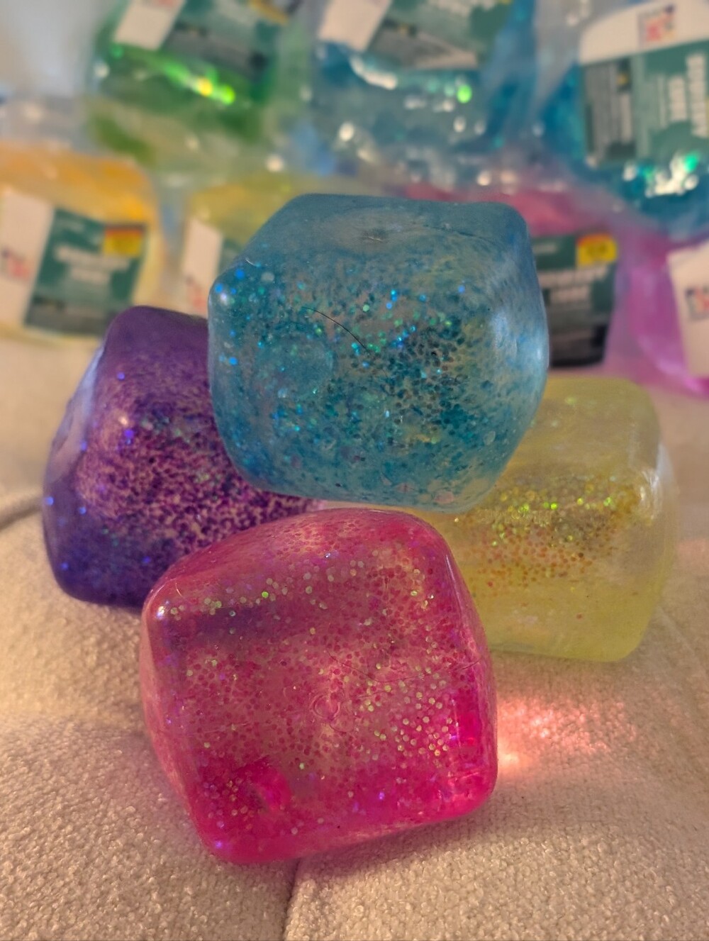 Playside Creations Glitter Squishy Cube Sensory Stress Toy NWT Color Choice - Picture 2 of 5